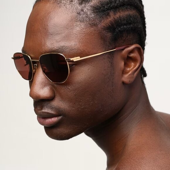 BRAND NEW Bottega Veneta BV1301S 003 Gold Brown Split Panthos Unisex Sunglasses